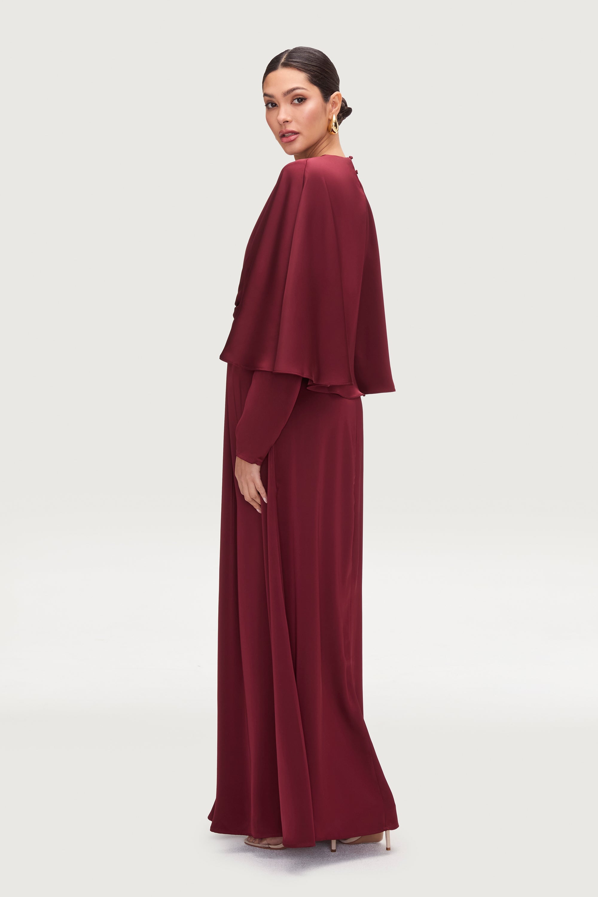 Najum Satin Cape Maxi Dress - Karaz