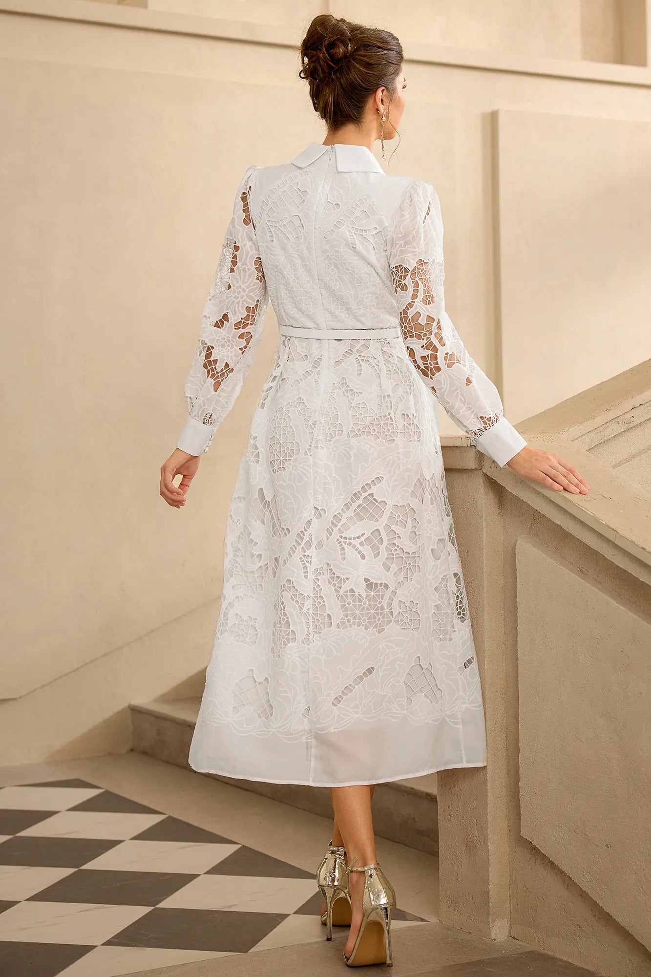 Lucy Collared Hollow Lace Dress