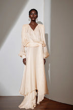 Elena Satin Ruched Maxi Dress