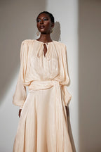 Elena Satin Ruched Maxi Dress