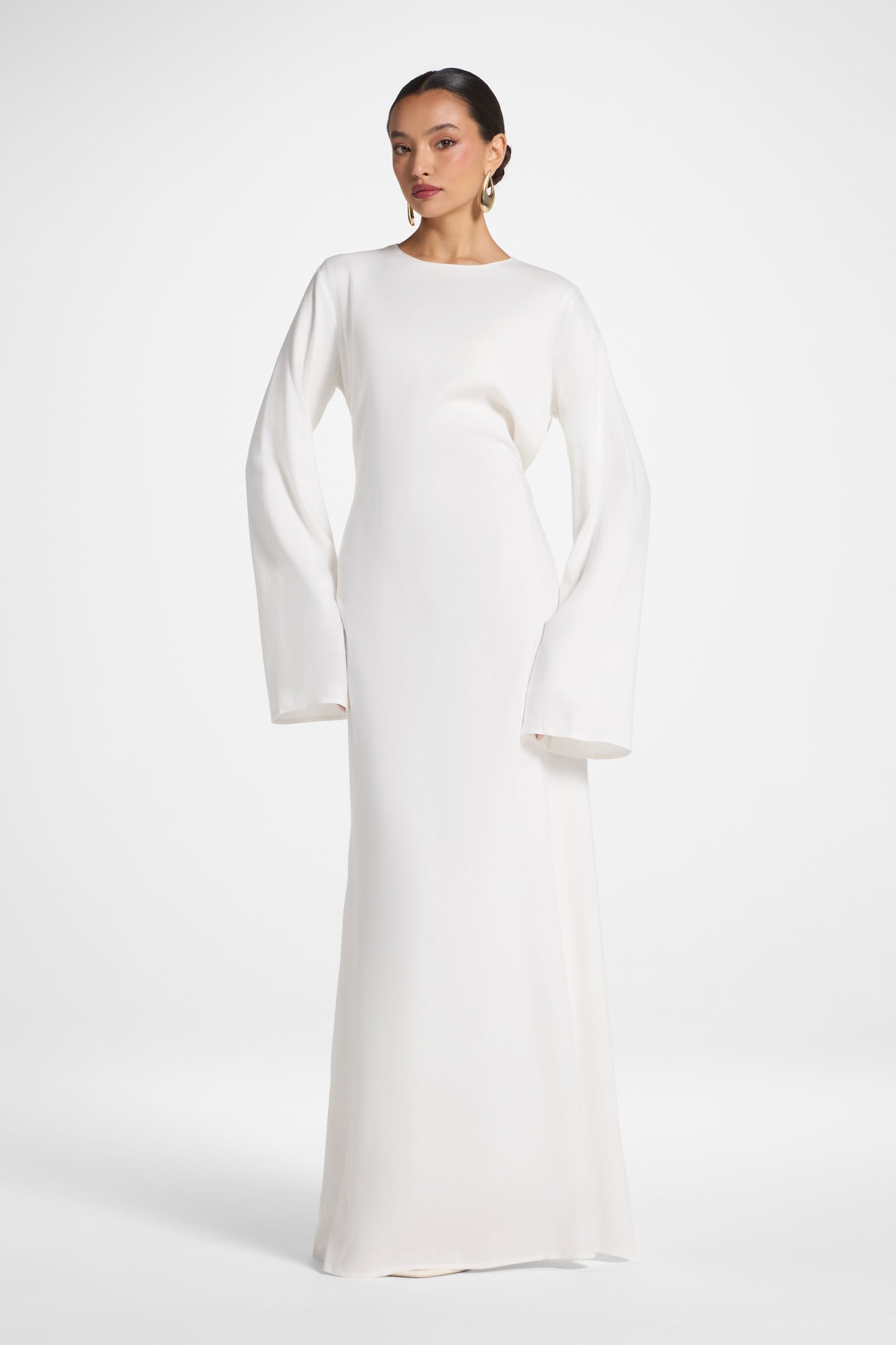 Nyla Linen Tie Maxi Dress - White