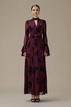 Kaia Twist Front Flare Sleeve Maxi-Wine