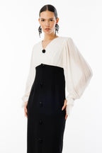 Thea Pleated Balloon Sleeve Midi