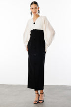 Thea Pleated Balloon Sleeve Midi