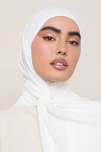 حجاب شيفون فاخر - أبيض