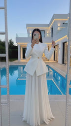 Asymmetric Blazer & Pleated Ensemble