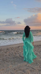 Elowen Ruffled Printed Chiffon Maxi Dress