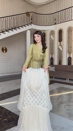 Liora Rhinestone Waist Pleated Maxi Dress-White
