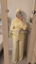 Amara Lace Trim Blouse Trousers Set