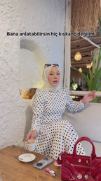 Luna Shoulder Puff Polka Dot Midi Dress-White