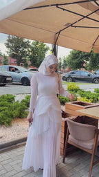 Zehra Layer Pleated Peplum Maxi
