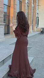 Elena Ruffled Blouse Ruched Skirt Set