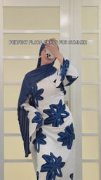 Lila Bold Floral Straight Cut Maxi-Blue