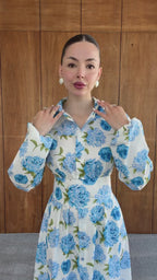 Leila Floral Belted Midi Shirt Dress
