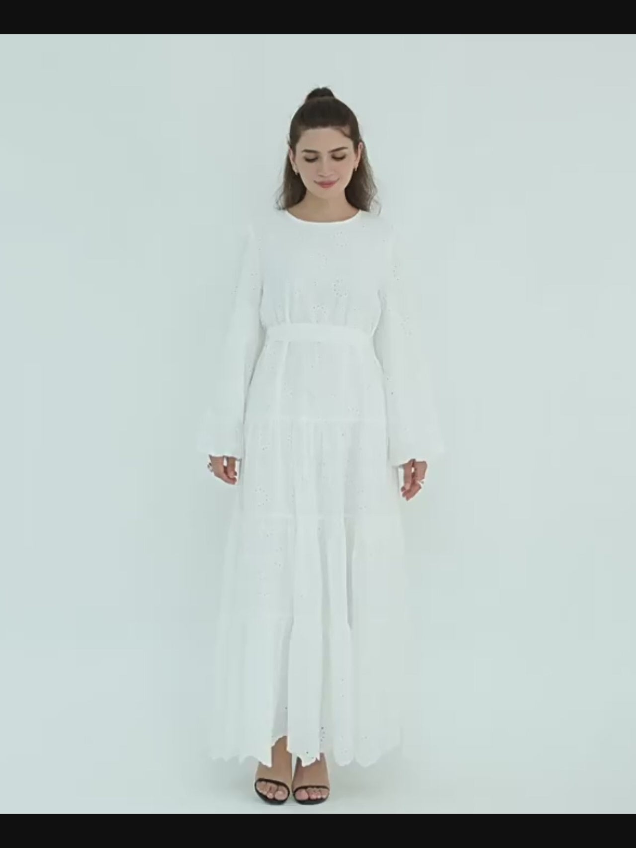 Eyelet Embroidered Tiered Maxi Dress