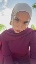 Aisha Burgundy Draped Satin Maxi Abaya