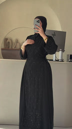 Raya Sequin Tie Waist Abaya Gown