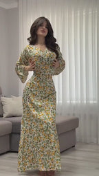 Liana V-neck Flare Sleeve Floral Mermaid Dress