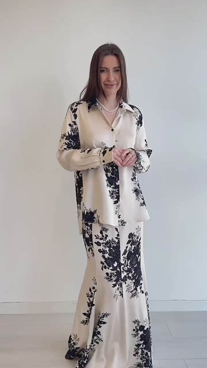 Sara Floral Print Shirt Mermaid Co-ord
