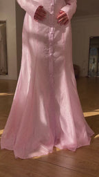 Elaina Dotted Button Tie Waist Mermaid Maxi Dress