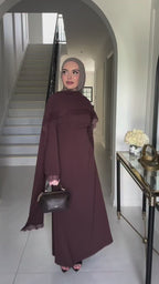 Zainab Lace Cape Wide Sleeve Maxi Abaya-Black