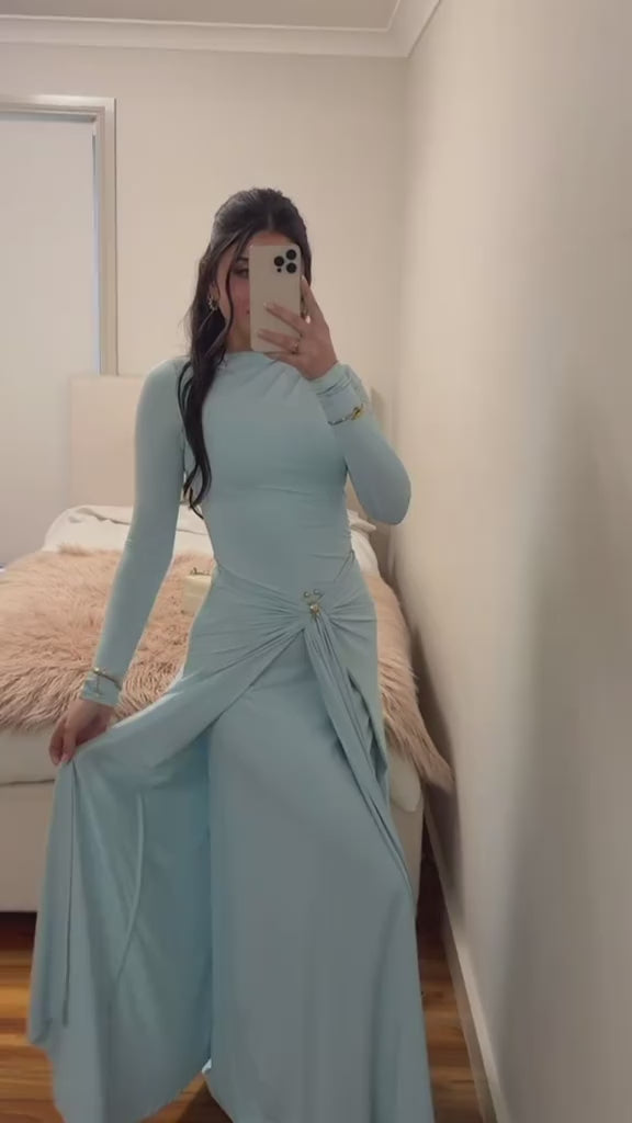 Alya Draped Waist Twist Maxi Abaya