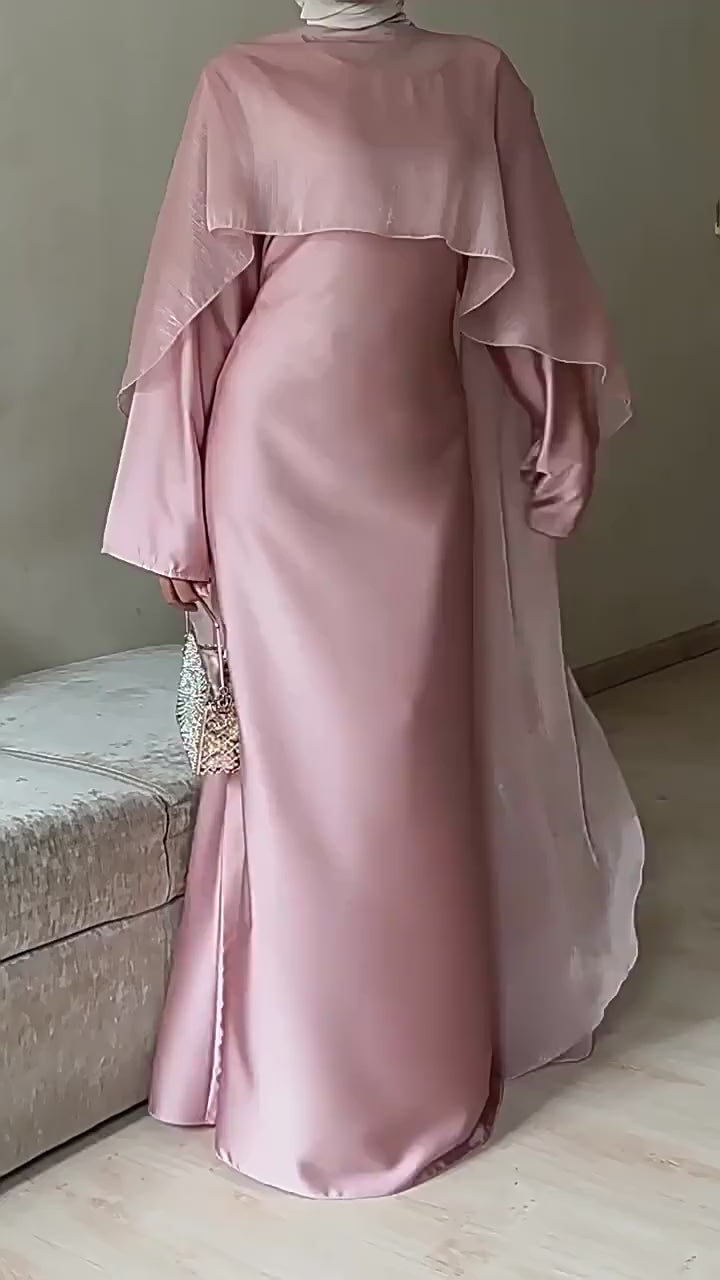 Elegant 2-Piece Satin Maxi Dress Set
