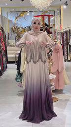 Nur Rhinestone Ombre Pleated Abaya Dress