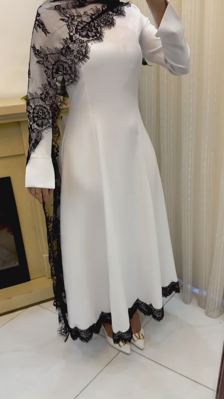 Natalie Lace Cape Trim Maxi Dress