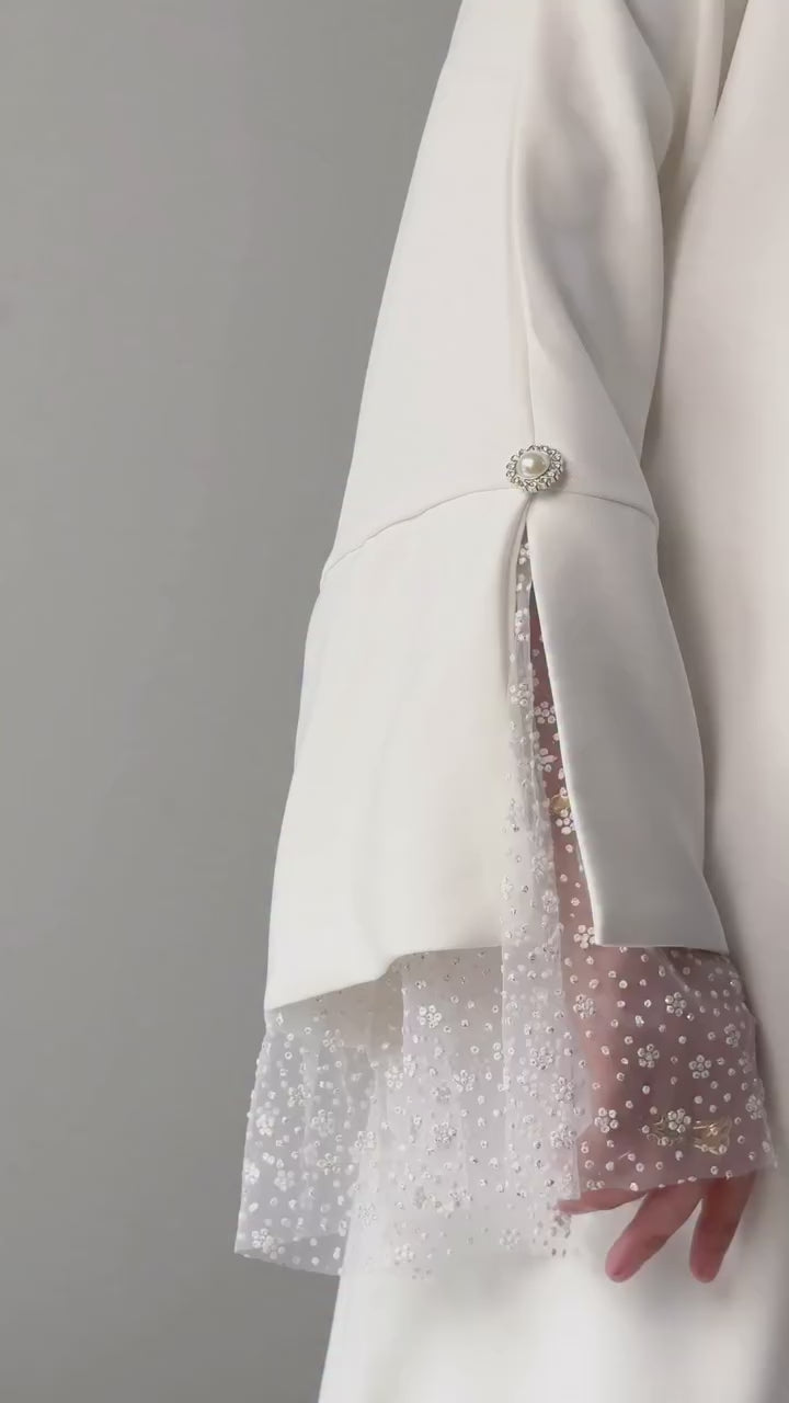 Iris Pearl Mesh Cuff Maxi Dress
