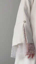 Iris Pearl Mesh Cuff Maxi Dress