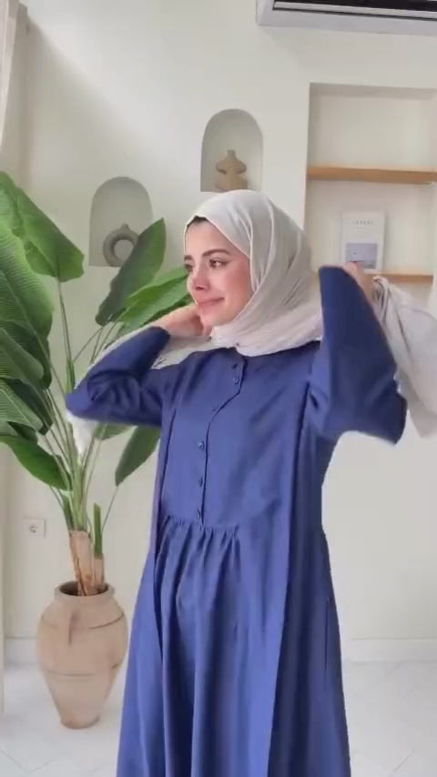 Wrap-Waist Shirt Maxi Dress-Blue