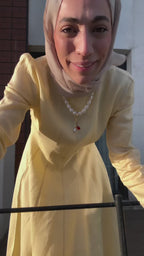 Sarah Yellow Linen Flare Long Sleeve Abaya