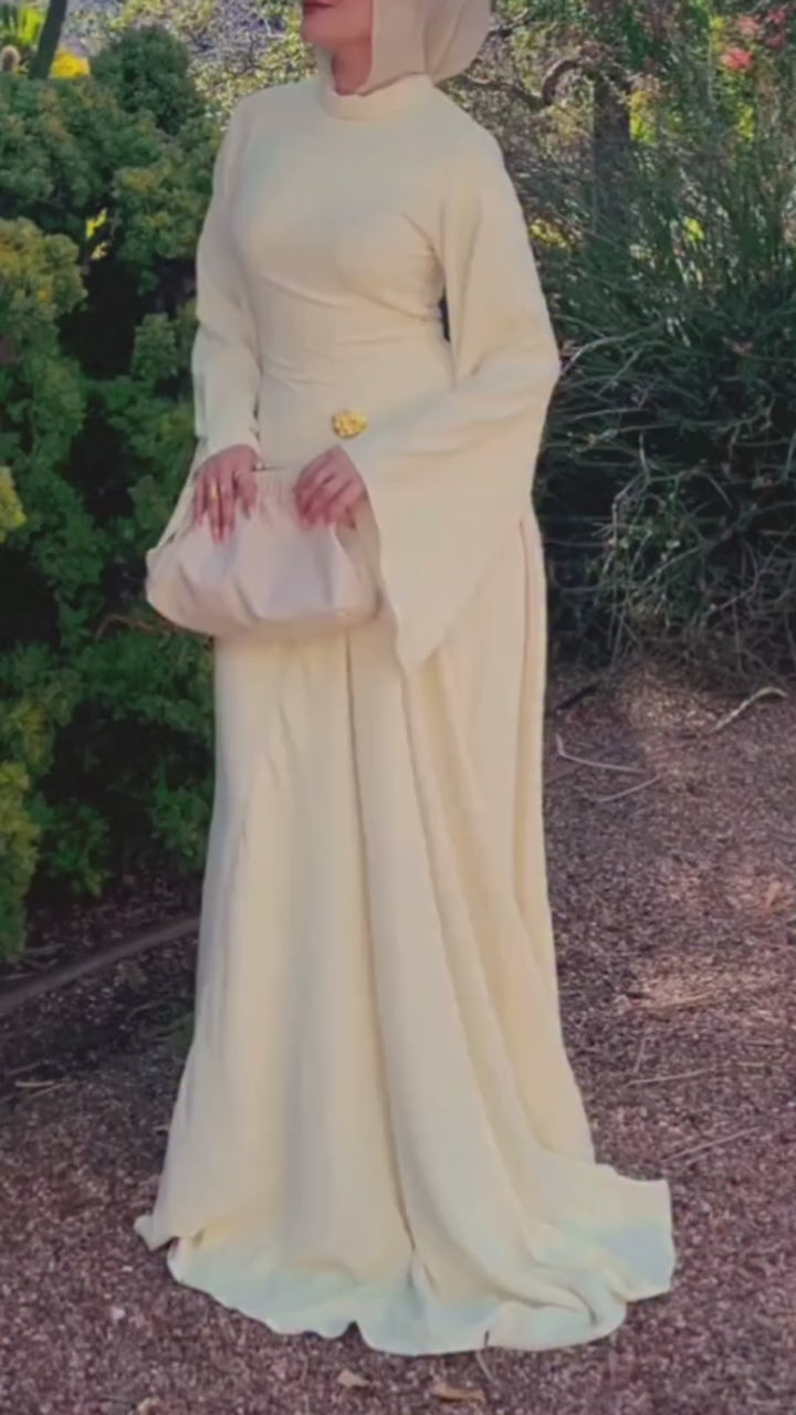 Nadia Satin Flare Sleeve Maxi