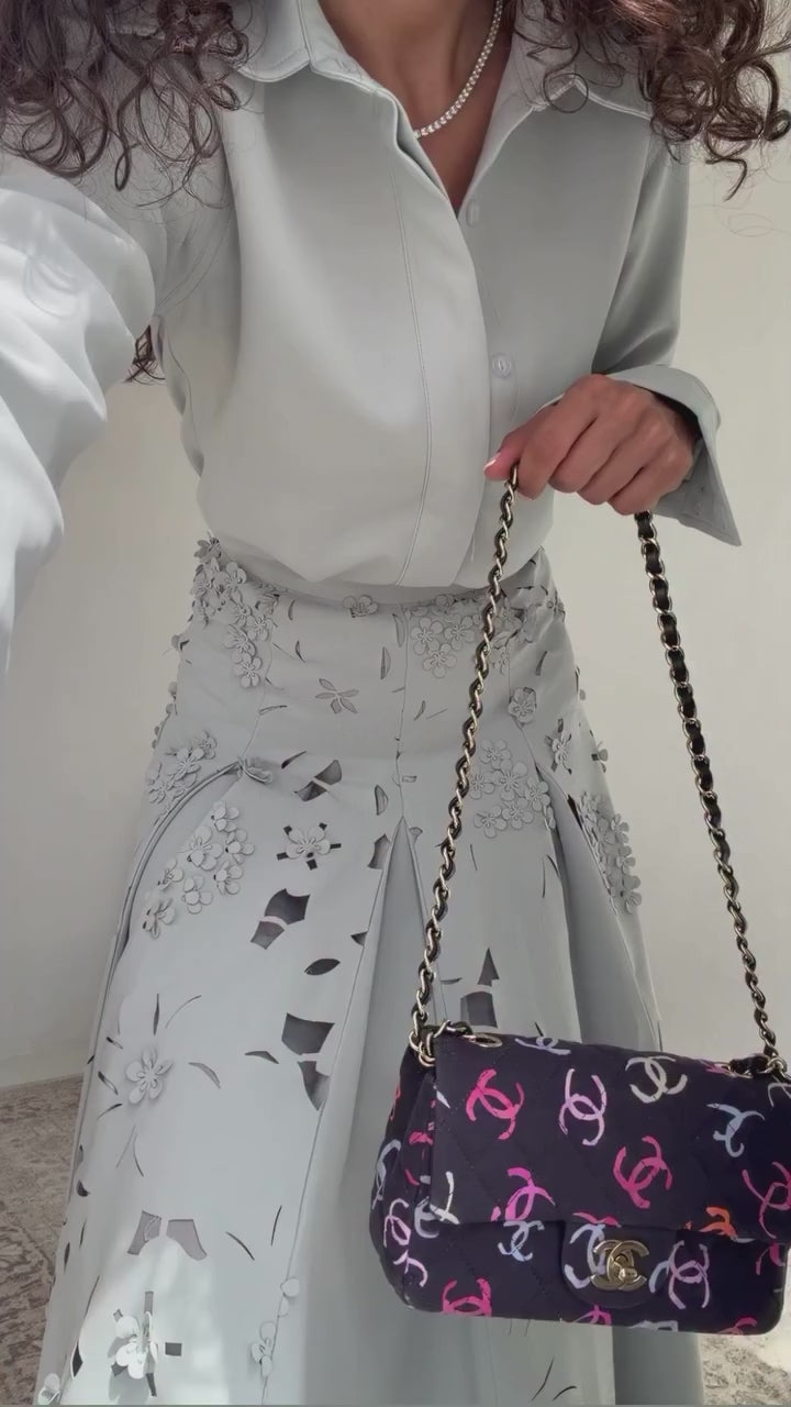 Elegant Long Sleeve Shirt and Skirt Set