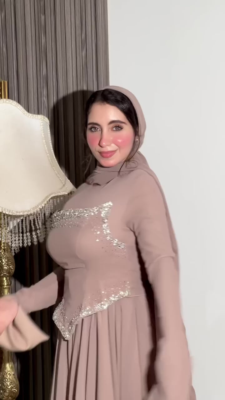 Zahra Rhinestone Chiffon Abaya Gown