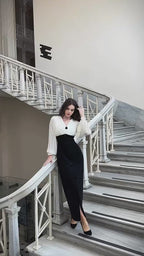 Thea Pleated Balloon Sleeve Midi
