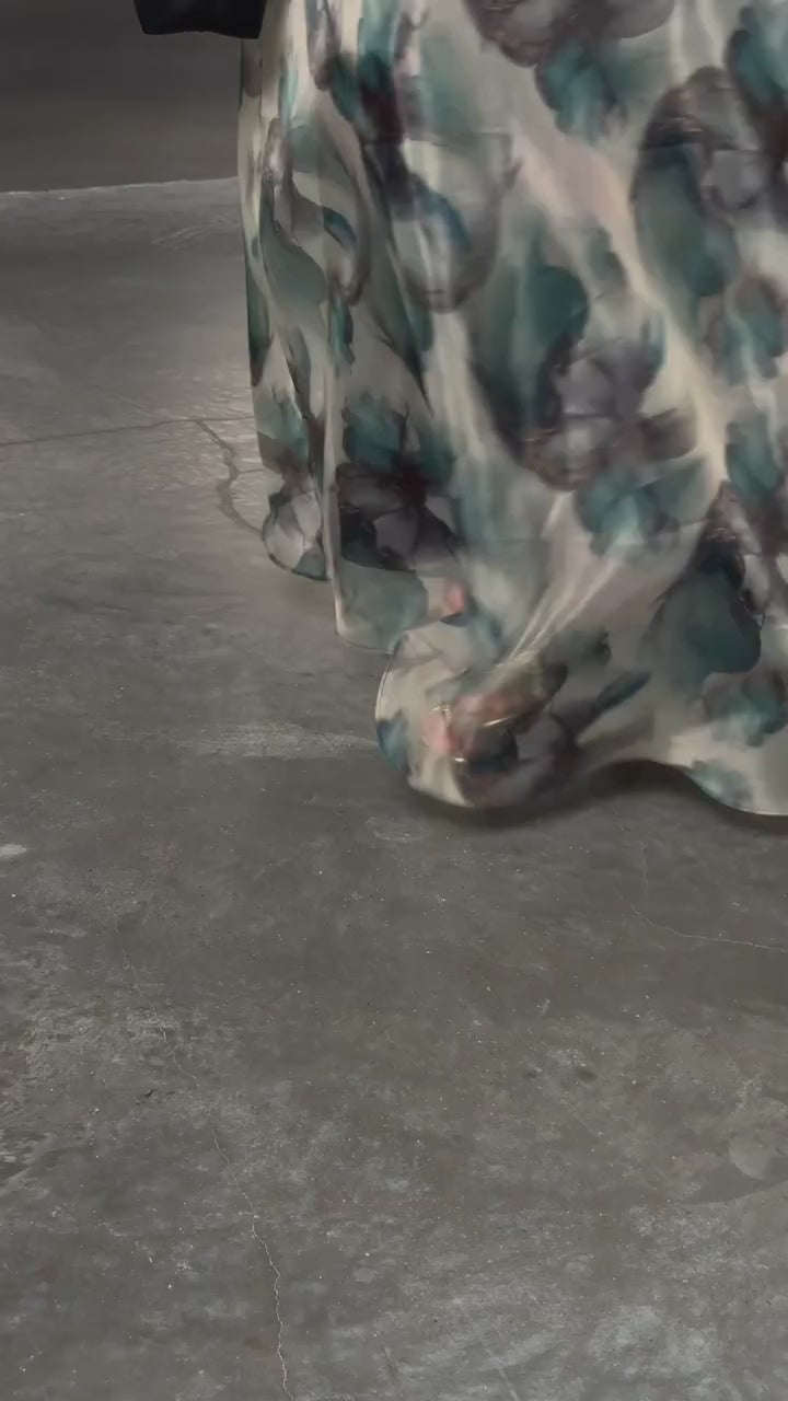 Nadia Watercolor Print Flowy Abaya