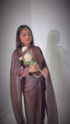 Lina Crystal Waist Cape Sleeve Maxi Dress-Coffee