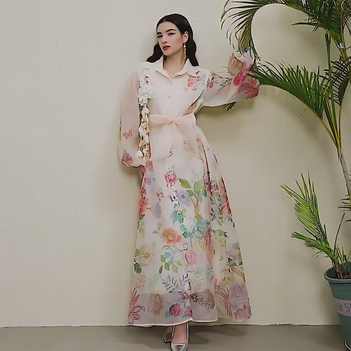 Maya Floral Applique Maxi Dress