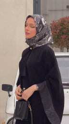 Zara Shawl Collar Shimmer Abaya Robe-Black