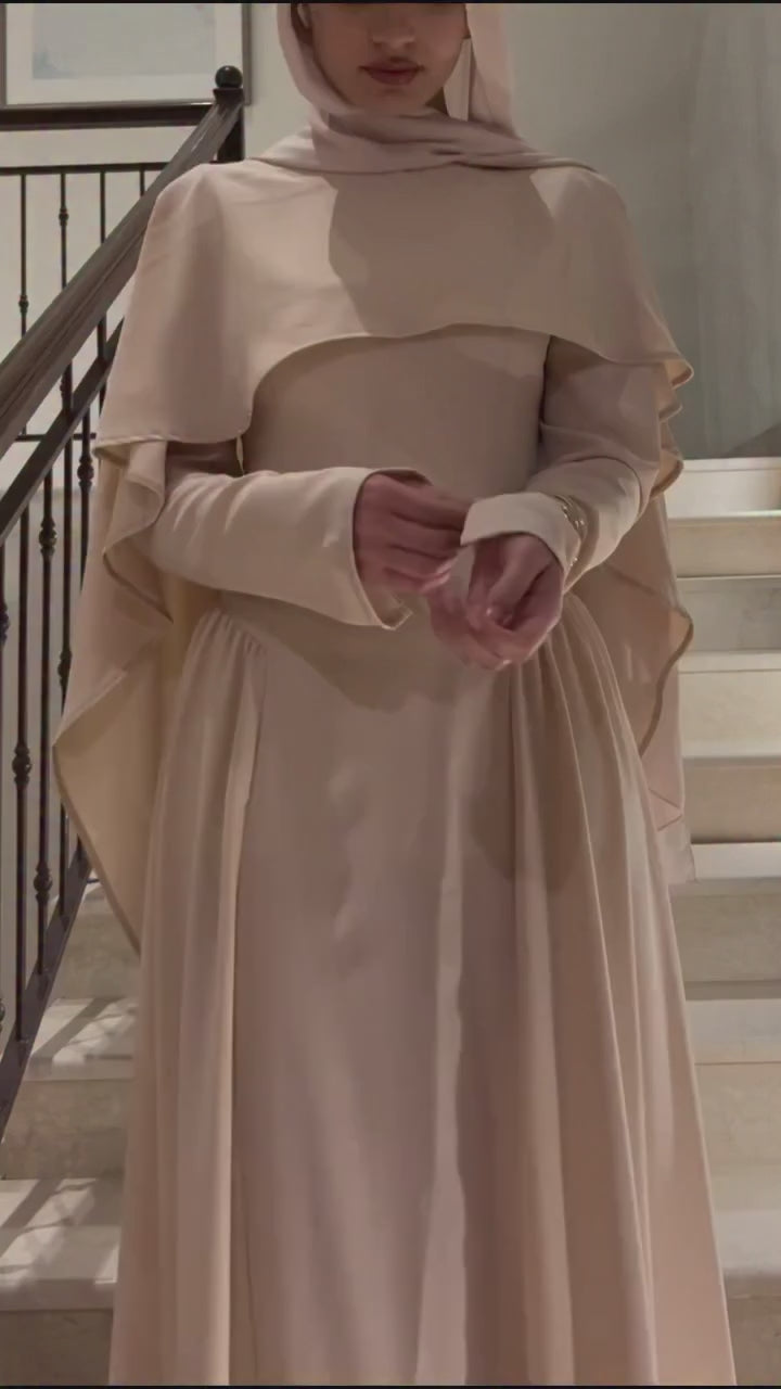 Zaina Sleek Satin Long Sleeve Abaya-White