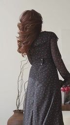 Zara Ruffle V Neck Ditsy Floral Maxi Dress