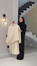Chloe Lace Trim Satin Tunic Set