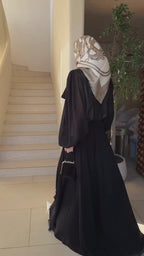 Kamilah Tie‑Neck Bishop Sleeve Maxi Dress