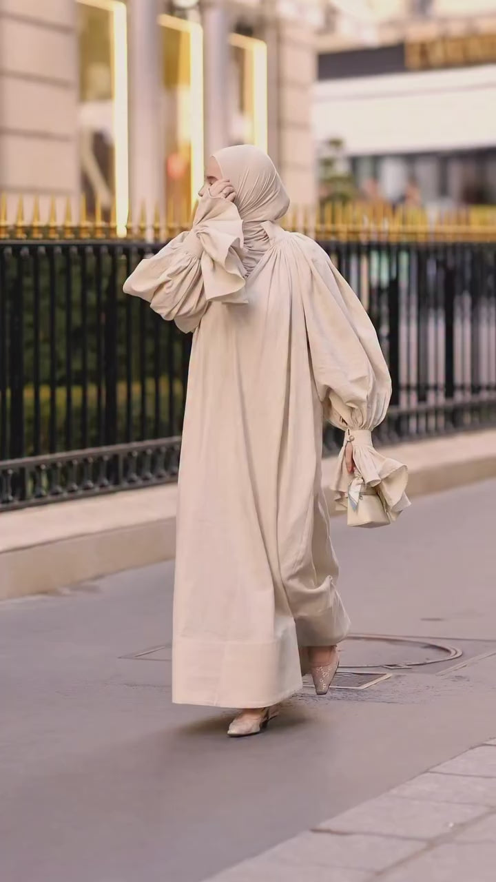 Luna Gathered Neck Ruffled Maxi Dress