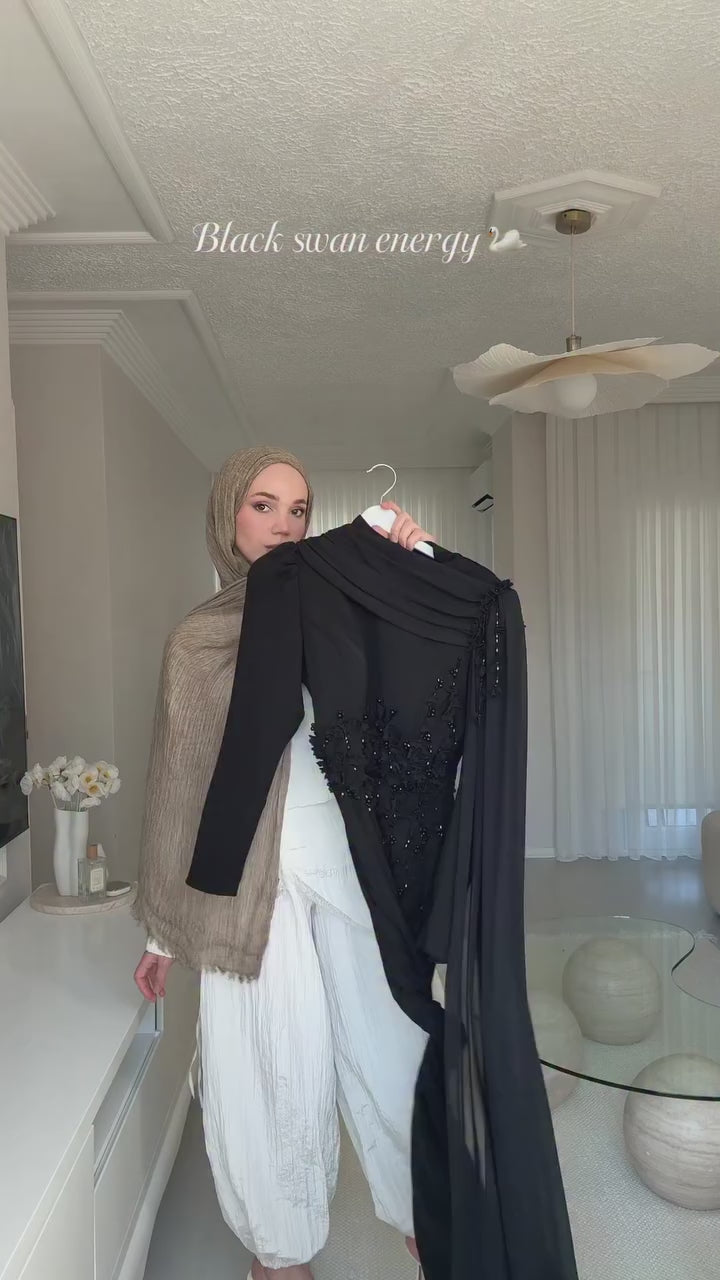 Zaina 3D Floral Beaded Mermaid Modest Gown