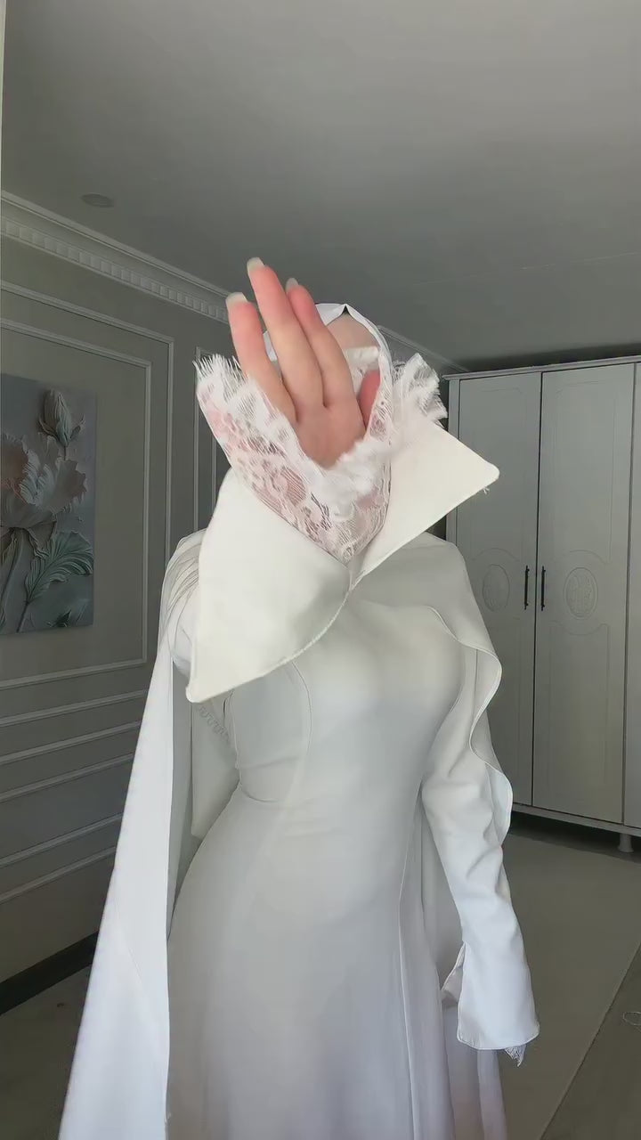 Amira Cape Sleeve Lace Cuff Maxi Abaya