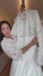 Kiara Embroidery Smocked Waist Maxi Dress