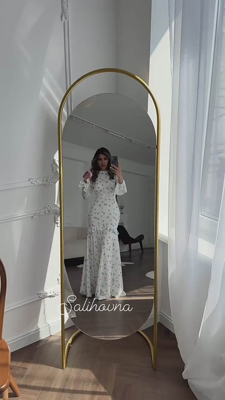 Elena Ruffle Flare Sleeve Floral Maxi Dress